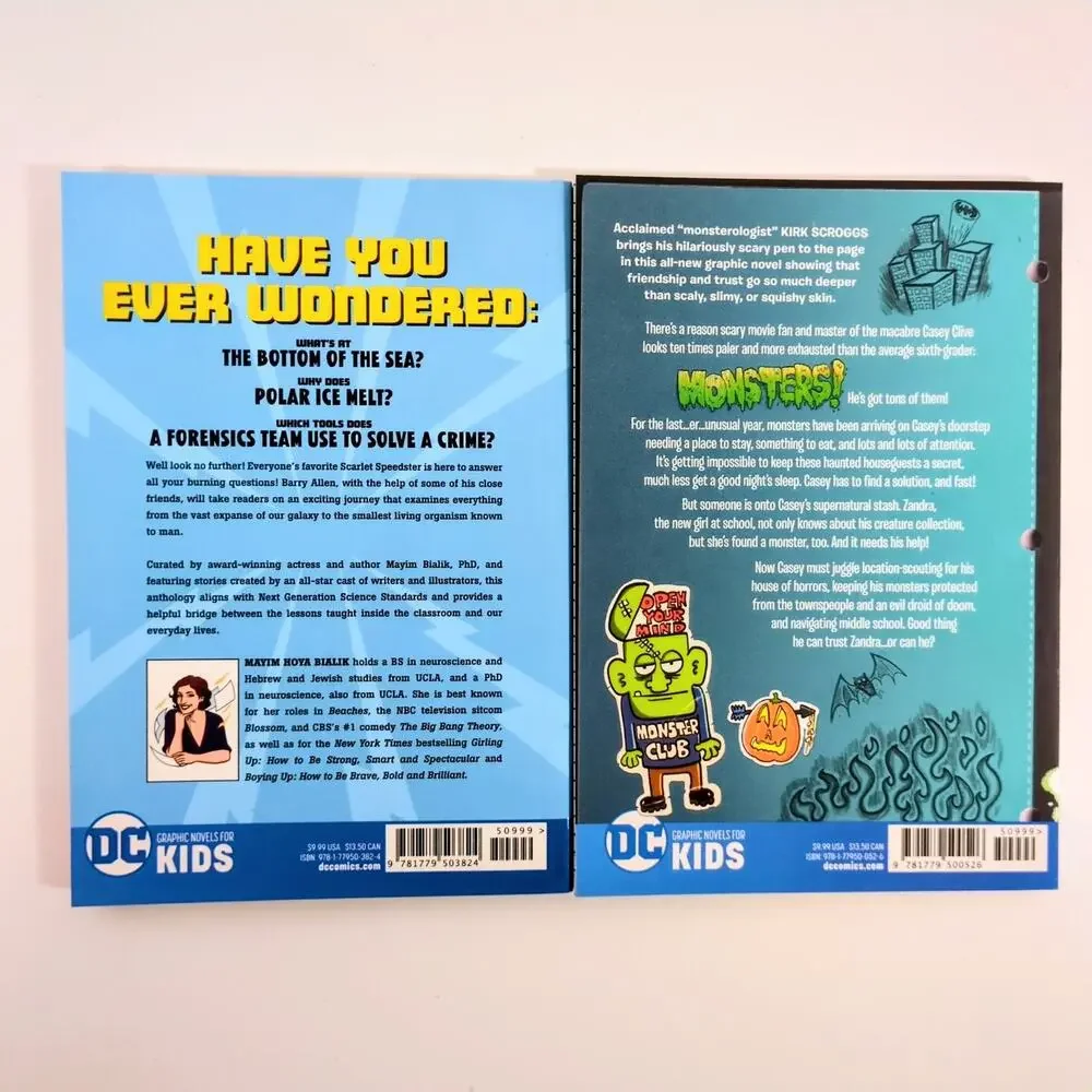 DC Kids Graphic Novels: Flash Facts (Mayim Bialik) & We Found a Monster (Kirk
